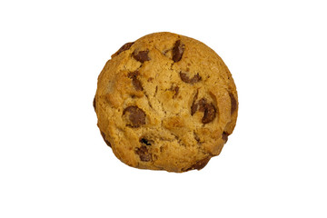 Chocolate chip cookie isolated on white background