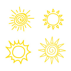 Set of sun icon vector