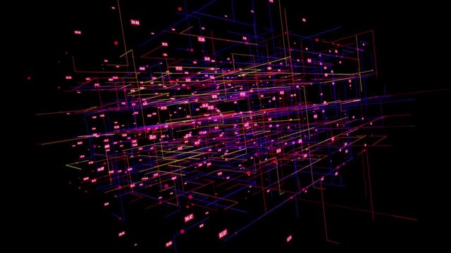 Big data visualization. HUD grid corners motion background. Analysis of information. Visual data infographics design. Science and technology. Available in 4K FullHD video render footage