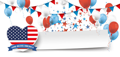 Paper Banner Buntings Balloons USA Heart Stars