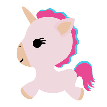 Unicorn. Fairy-tale character. Isolated object. Flat design