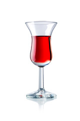  a glass of red liqueur 