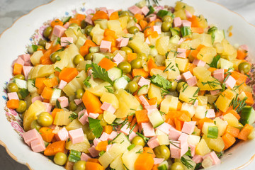 Delicious festive salad in the plate