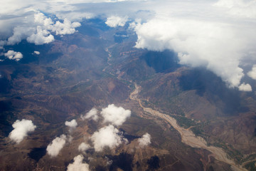 Aerial View - Clouds over Andes Mountains in Cusco, Peru