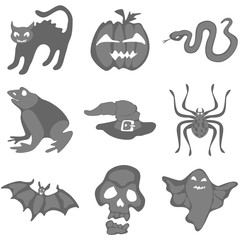 a selection of doodles of simple animals for halloween