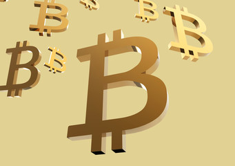 Gold bitcoin falling from the sky