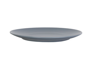 Empty dark blue plate isolated on white background with clipping path, front view