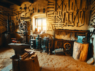 Old smithy workshop interior