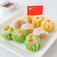 Close-up Dim Sum on white plate