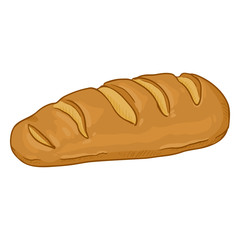 Vector Single Cartoon Illustration - Long Bread. Small Baguette.