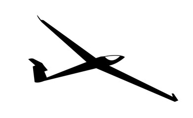Aircraft glider black silhouette, isolated on white - obrazy, fototapety, plakaty