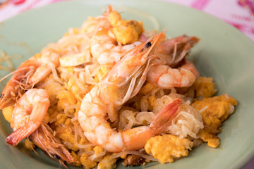 Pad Thai shrimp on plate,Thai food