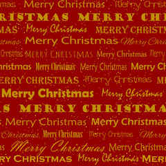 Merry Christmas typography seamless pattern in gloden and red. Element for design