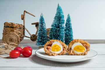 Scotch Eggs with Decorated background