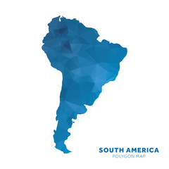 Map of South America. Blue geometric polygon map.