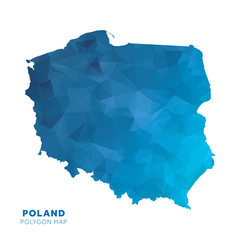 Map of Poland. Blue geometric polygon map.
