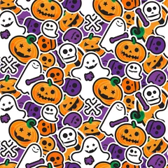 Fotobehang Gelukkig Halloween naadloos patroon. Enge en horror achtergrond © barsrsind