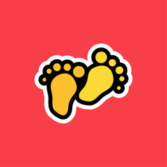 Cartoon sticker with two steps of human