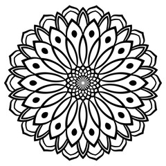 Outline Mandala. Ornamental round doodle flower isolated on white background. Geometric circle element. Vector illustration.