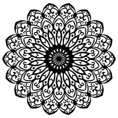 Outline Mandala. Ornamental round doodle flower isolated on white background. Geometric circle element. Vector illustration.