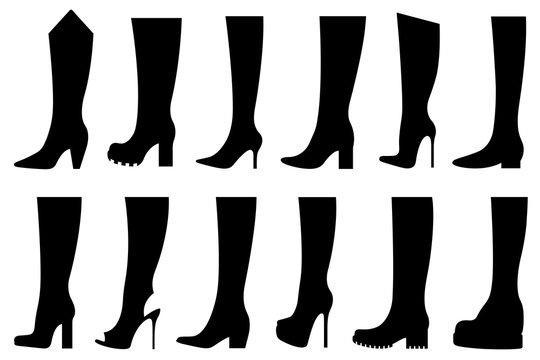 Set of different boots isolated on white