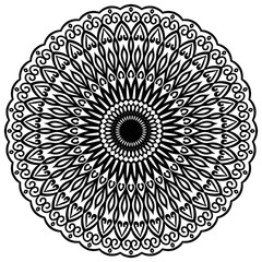 Outline Mandala. Ornamental round doodle flower isolated on white background. Geometric circle element. Vector illustration.