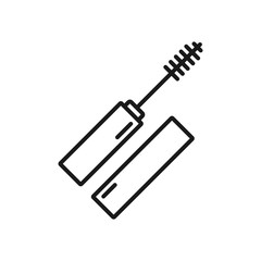 Mascara with applicator brush outline icon. linear style sign for mobile concept and web design. Makeup mascara tube simple line vector icon. Symbol, logo illustration. Pixel perfect vector graphics