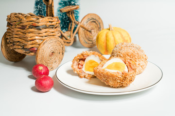 Scotch Eggs with Decorated background
