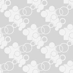 Seamless geometric abstract pattern with circles, squere and rings
