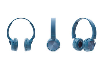 bluetooth blue headphone on white background isolated