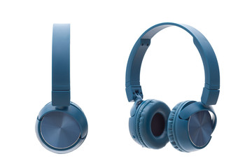 bluetooth blue headphone on white background isolated