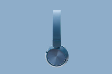 bluetooth blue headphone on blue background