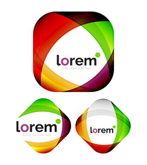 Set of geometric shape convergence logo design templates