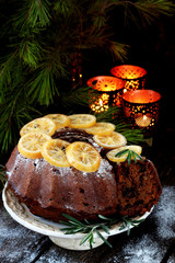 Christmas cake with dried fruits and nuts