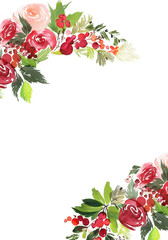 Christmas watercolor postcard.