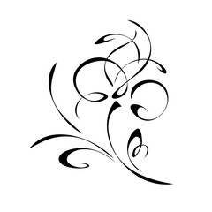stylized flower on stem in black lines on white background