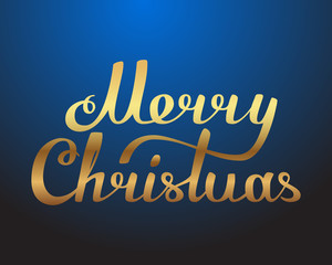 Merry Christmas hand made lettering gold texture