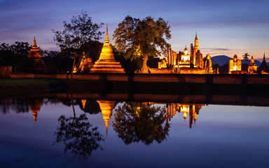 Beautiful ancient temple reflection on the water.