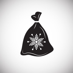 Christmas gift bag on white background icon