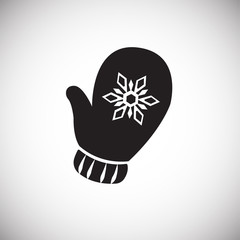 Christmas mitten on white background icon