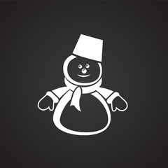 Obraz na płótnie Canvas Christmas snowman on black background icon