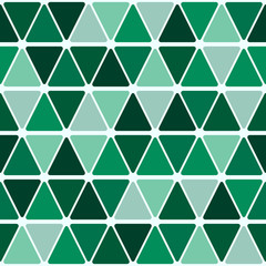 Simple geometric pattern of rounded triangles. From shades of green. Seamless background.