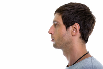 Obraz premium Zamknij się widok profilu młody przystojny mężczyzna