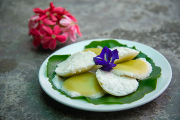 Steamed Coconut Milk Custard (Kanom Touy)
