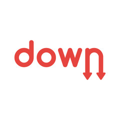 Vector icon concept of down word with arrows moving down