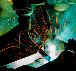 robots welder in a car factory