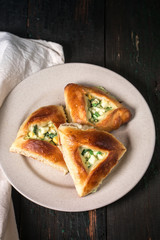 triangle pie with onion
