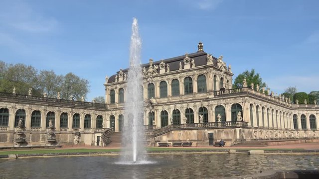 Working fountain at the old building Physic and mathematic pavilion. Dresden