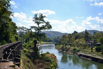 Fototapeta premium old wooden bridge over the river