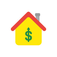 Vector illustration icon concept of dollar symbol arrow moving up inside house